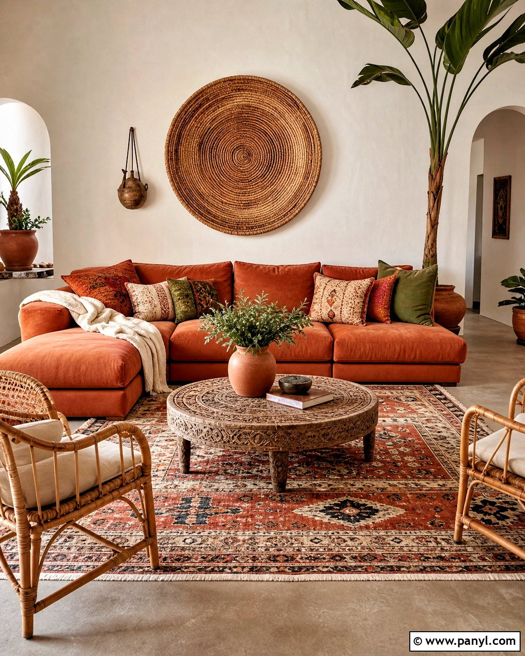Terracotta Boho Living Room - 20 terracotta color palette living room ideas