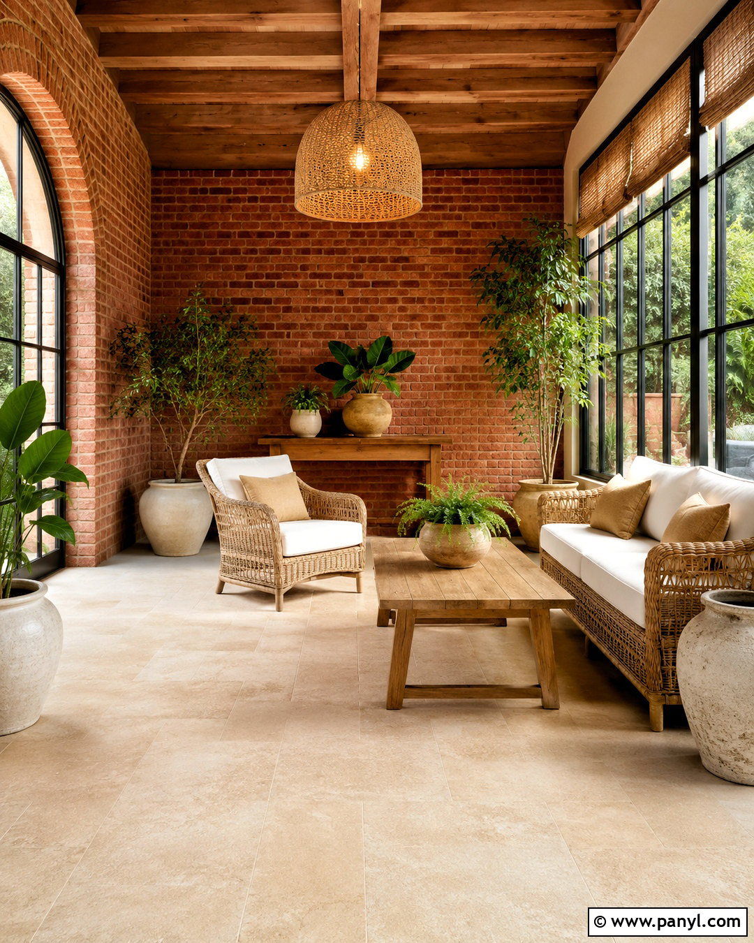 Terracotta Brick Sunroom Wall - 20 brick wall before and after painting ideas