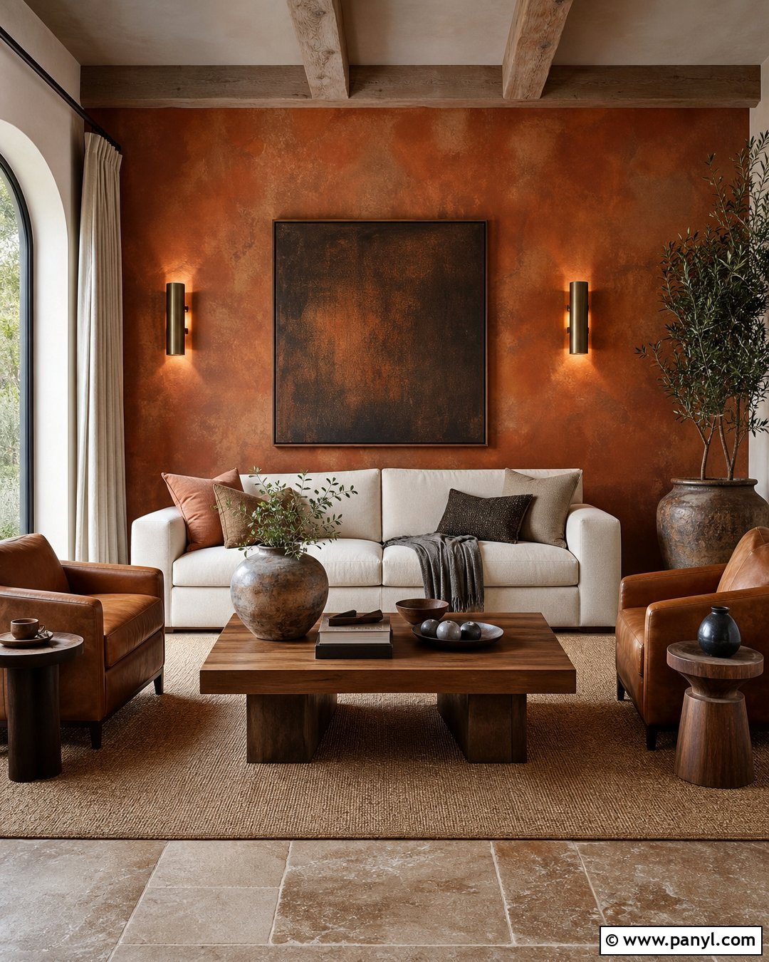 Terracotta Bronze Texture Living Room Wall - 35 royal paint wall design for living room ideas