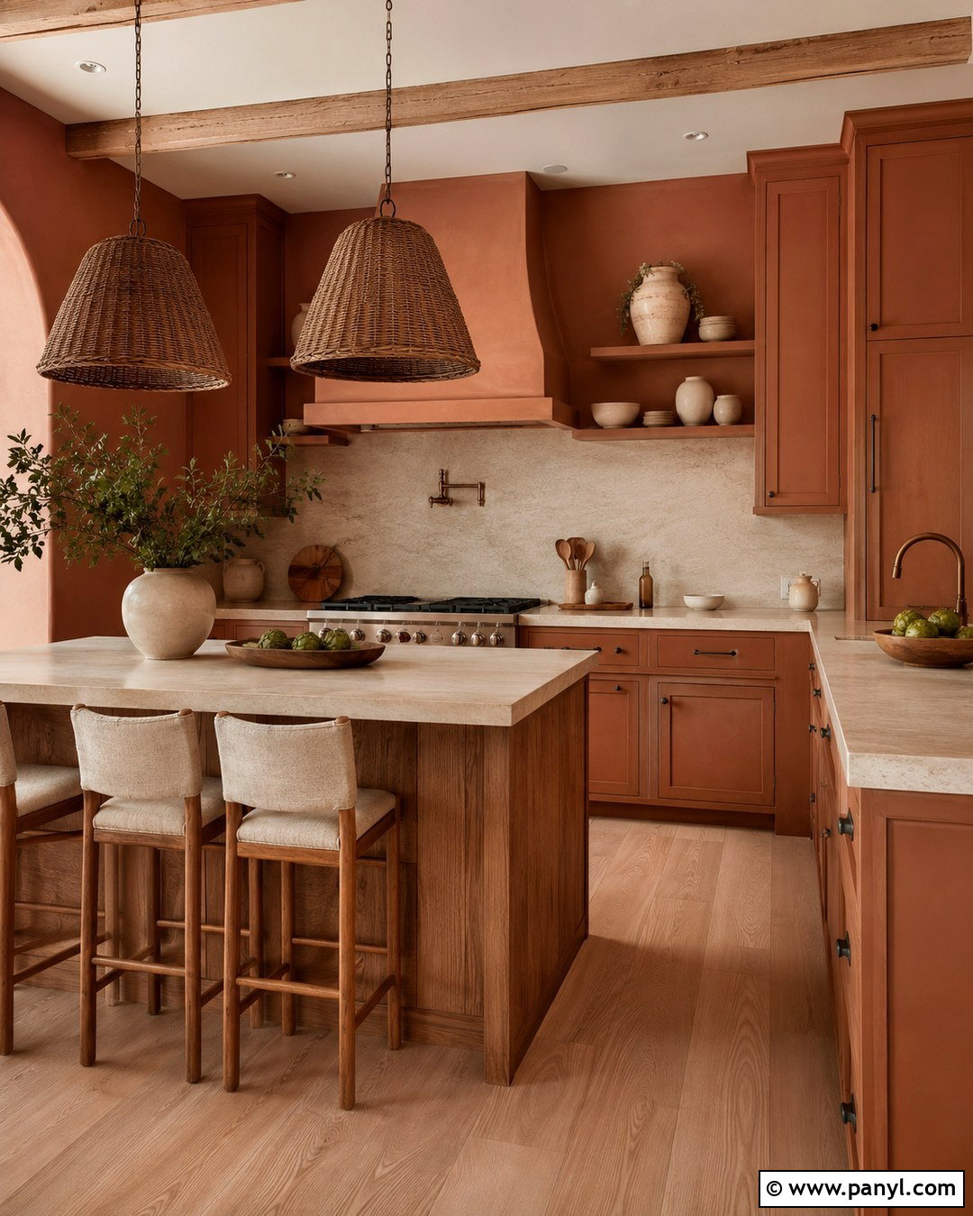 Terracotta Cabinets Matching Terracotta Walls - 20 Cabinets Matching Wall Color Ideas