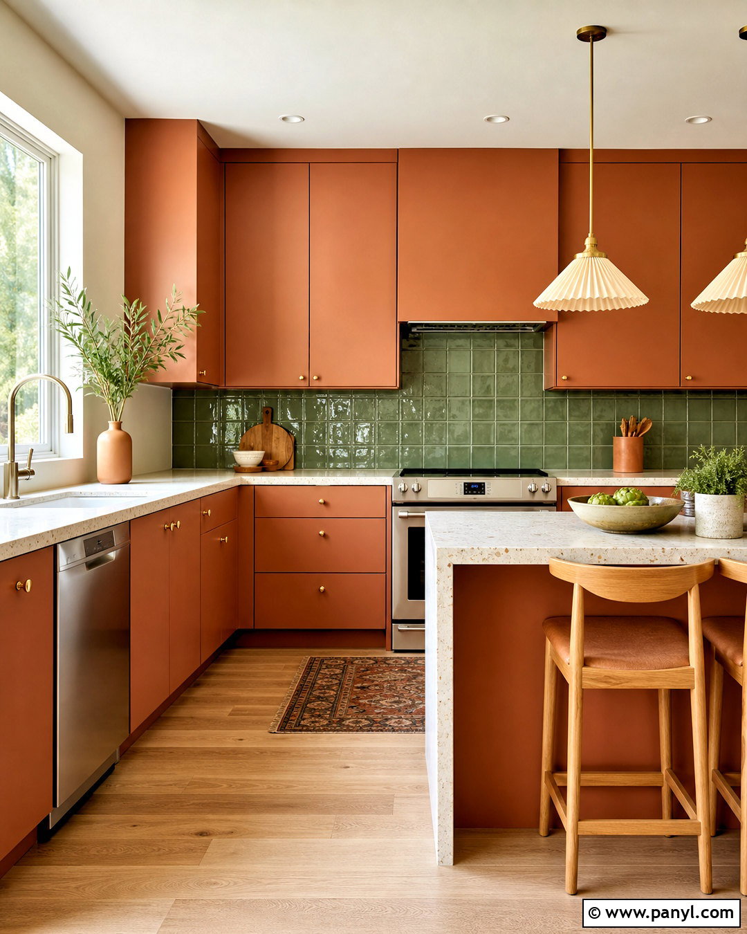 Terracotta Cabinets With Green Backsplash - 20 green and terracotta kitchen ideas