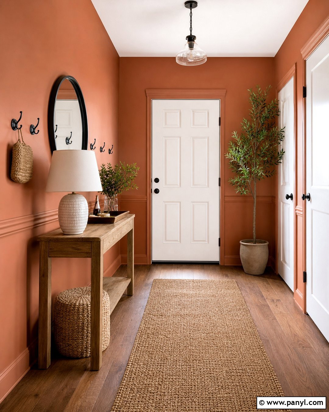 Terracotta Chair Rail In An Entryway - 20 Chair Rail Same Color As Wall Ideas