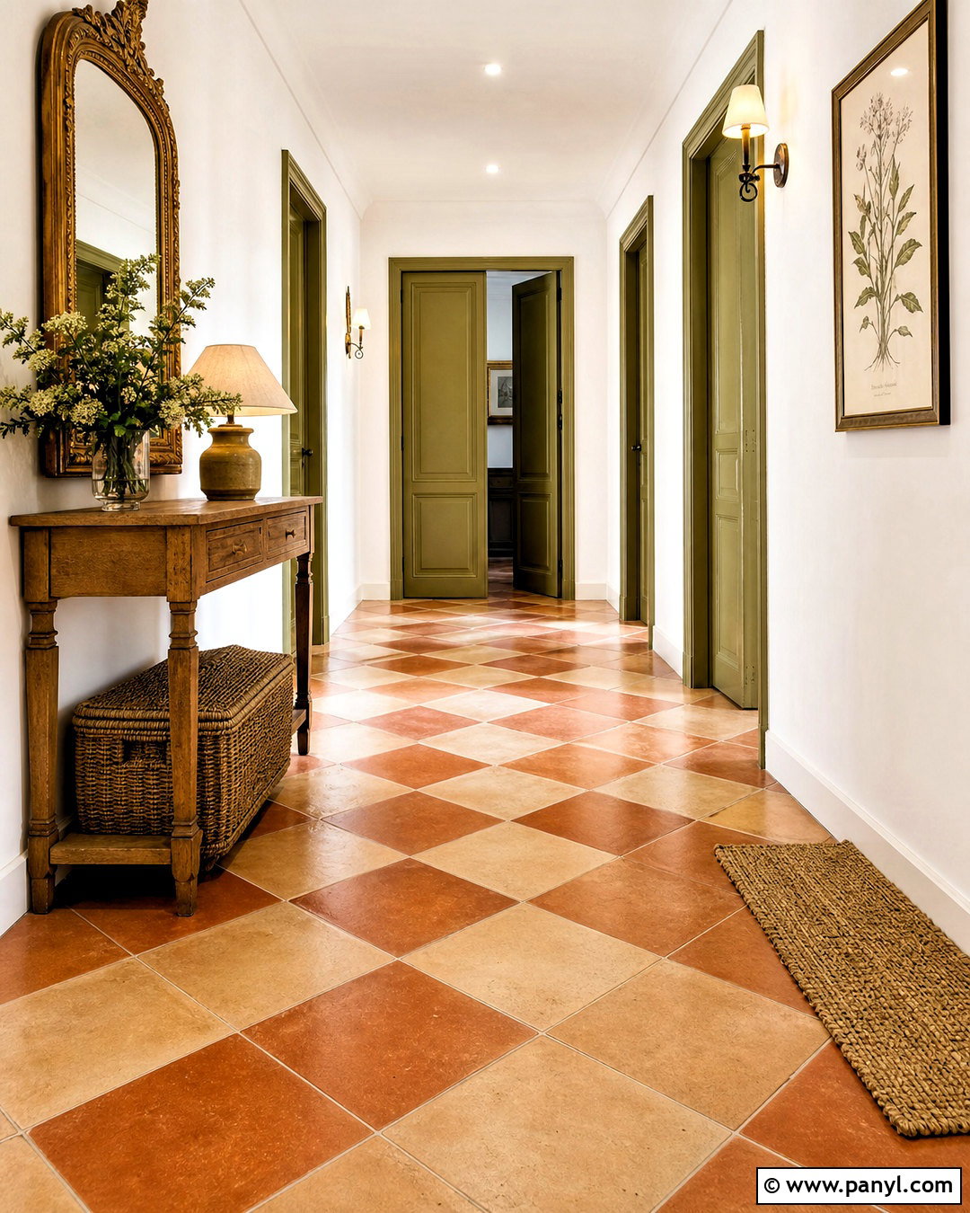 Terracotta Checkerboard Hallway Floor - 20 terracotta hallway ideas