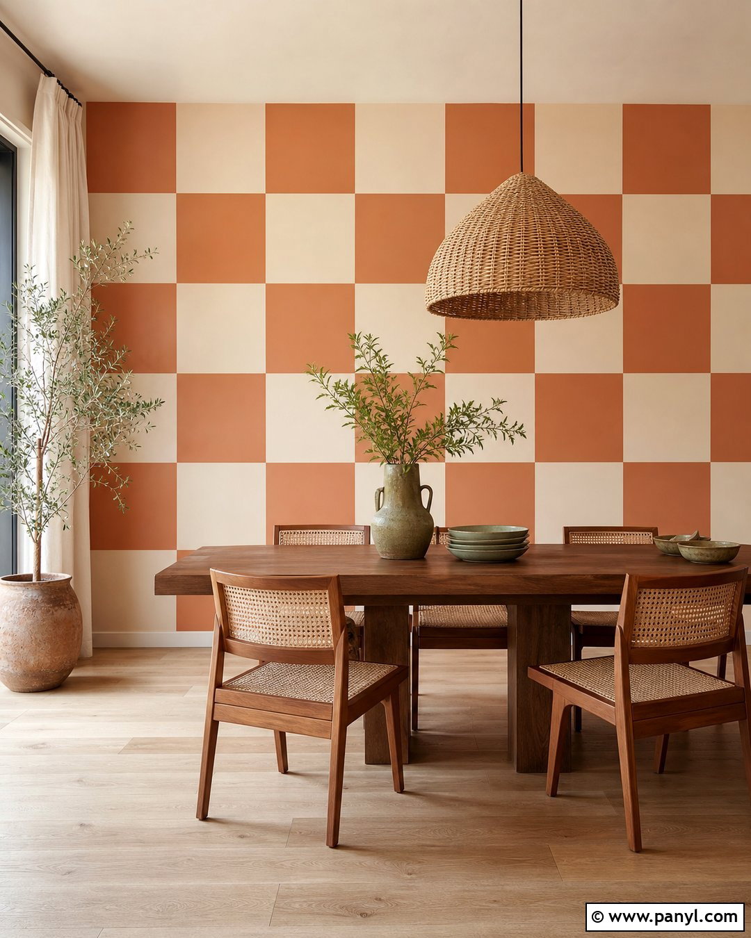 Terracotta Checkered Wall Paint - 30 checkered wall paint ideas