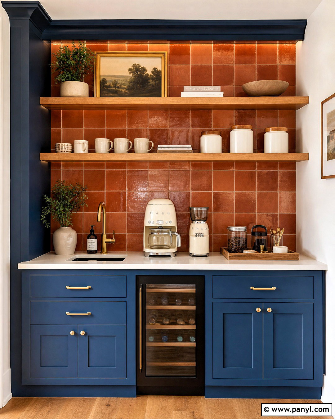 Terracotta Coffee Bar Wall - 20 terracotta wall tiles