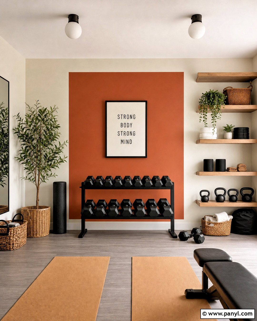 Terracotta Color Block Gym Wall - 20 gym wall painting ideas