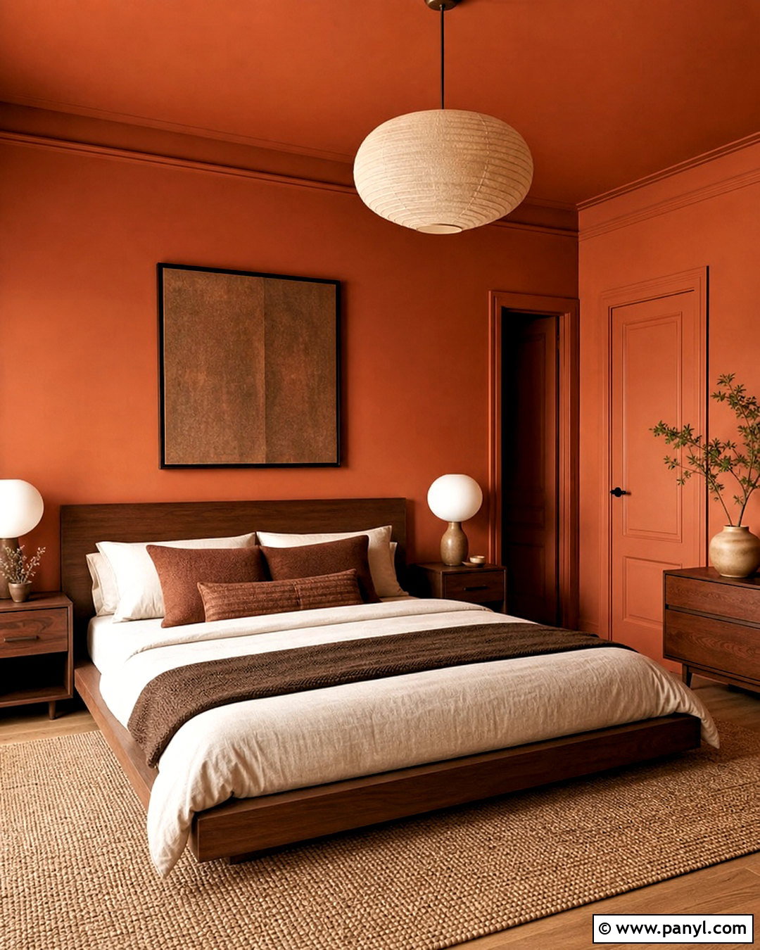 Terracotta Color Drenched Bedroom - 20 terracotta interior design ideas