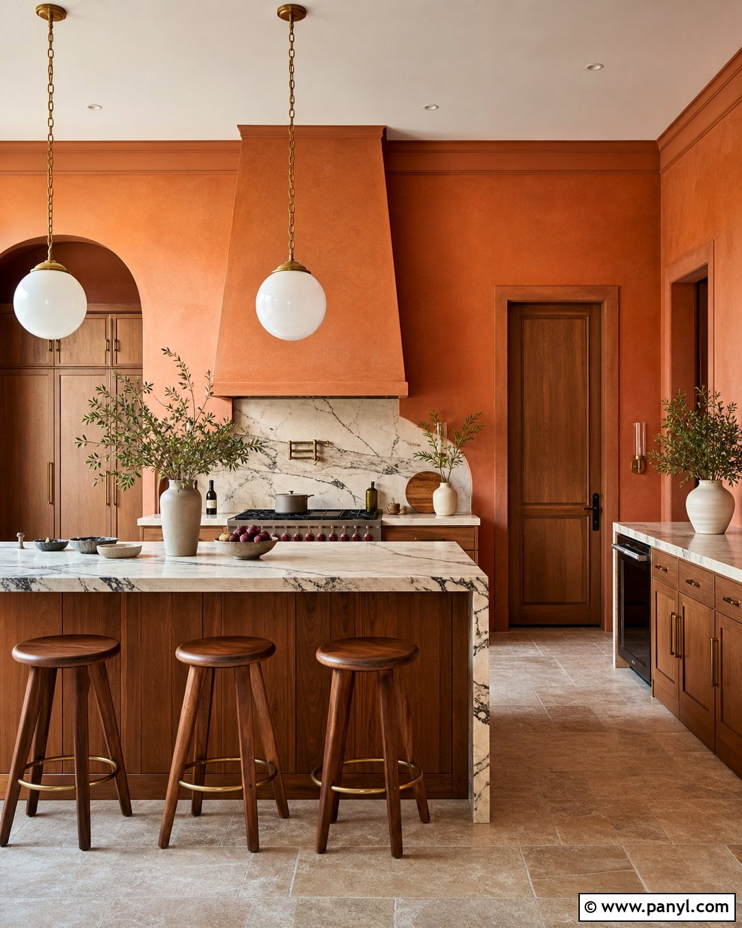 Terracotta Color-Drenched Kitchen Walls - 40 terracotta kitchen walls