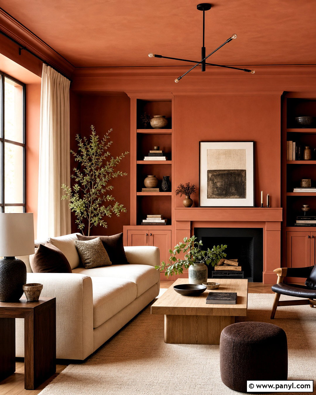Terracotta Color Drenched Living Room - 20 terracotta walls living room ideas