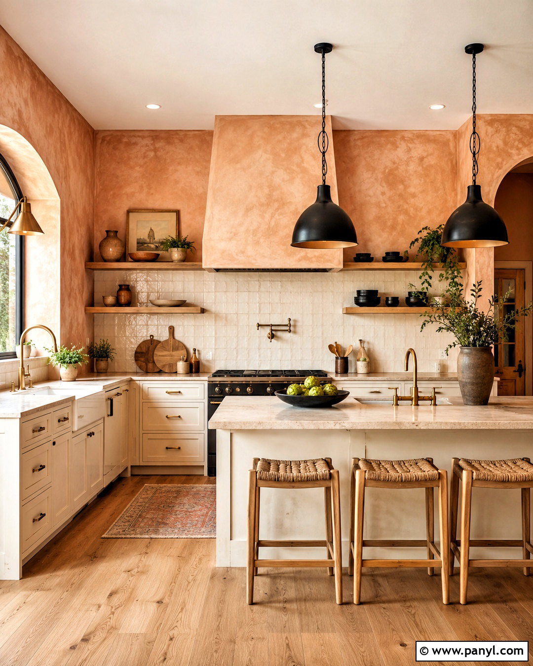 Terracotta Color Washed Walls In A Kitchen - 20 color washing walls