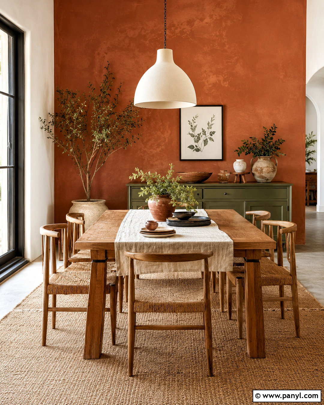 Terracotta Concrete Wall Dining Room - 20 concrete wall paint ideas