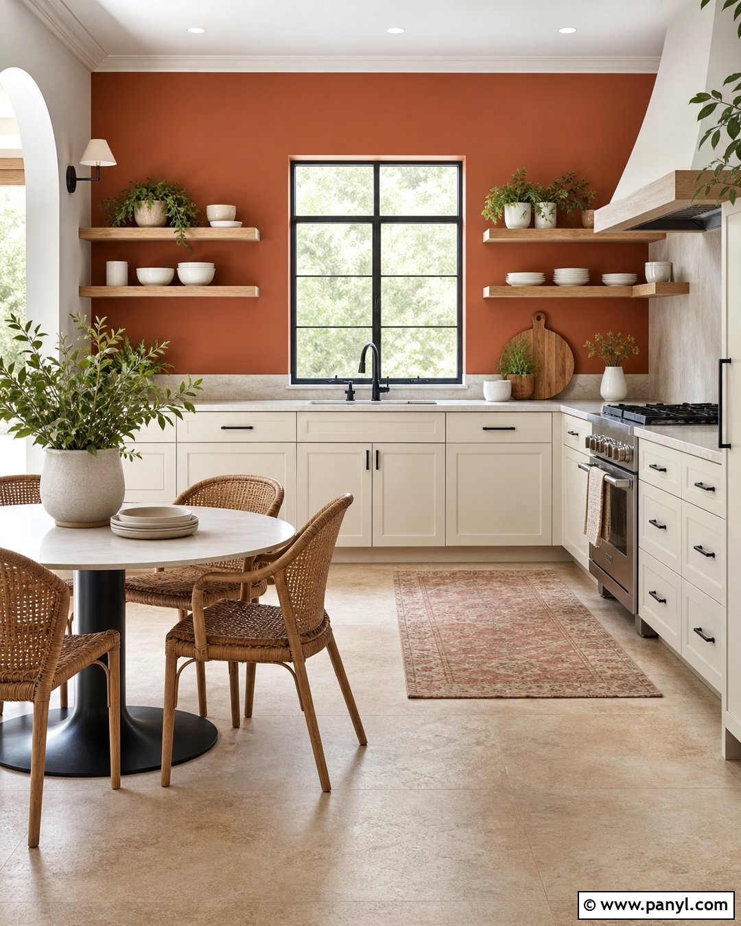 Terracotta Contrast Wall Kitchen - 30 Contrast Wall Ideas