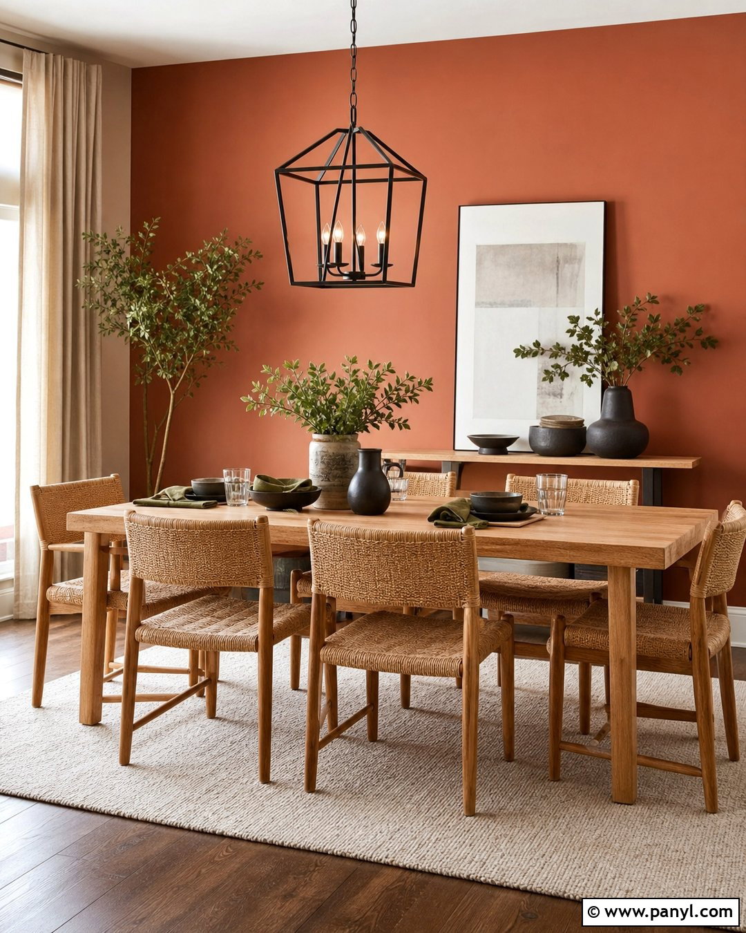 Terracotta Dining Room Feature Wall - 30 Feature Wall Paint Ideas