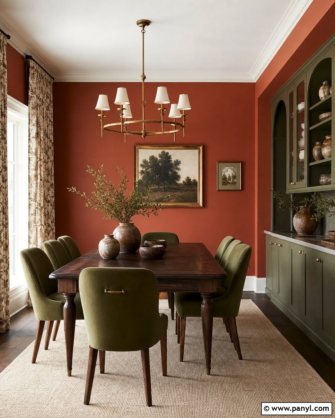 Terracotta Dining Room Walls With Olive Green - 40 Terracotta Wall Color Ideas