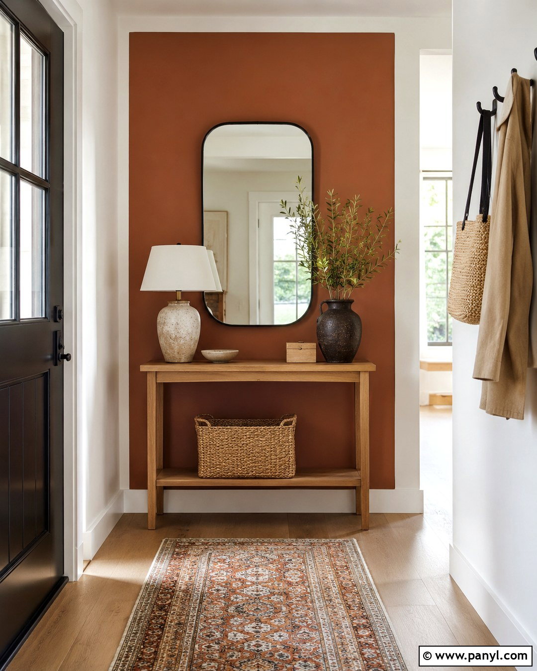 Terracotta Entryway Color Block - 20 Pop Of Color Wall Paint Ideas