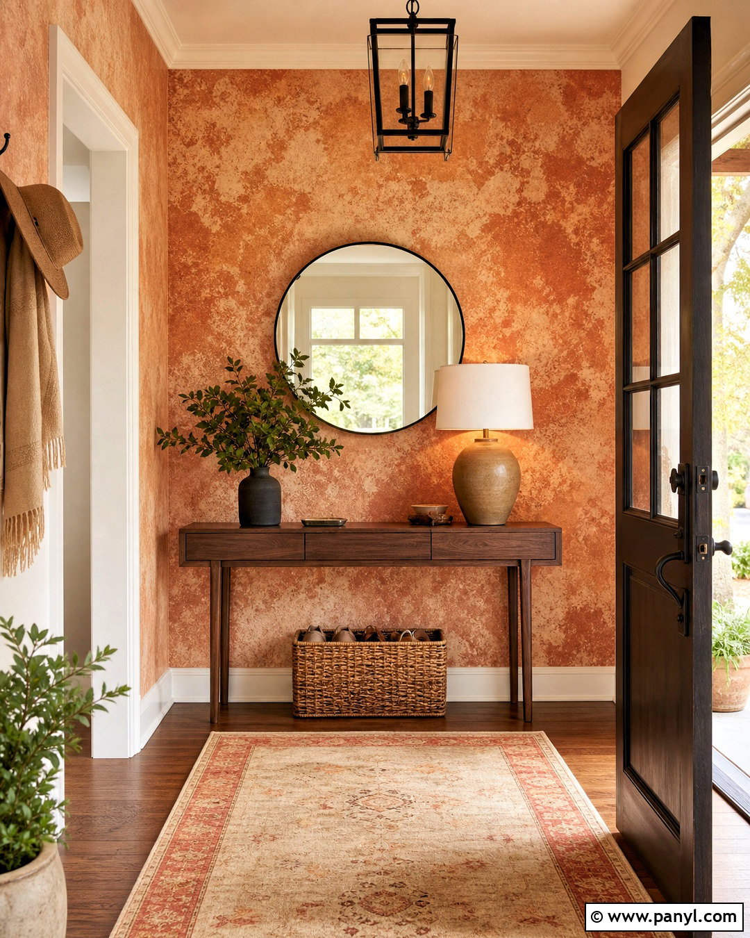Terracotta Entryway Sponge Wall - 20 sponge wall diy ideas