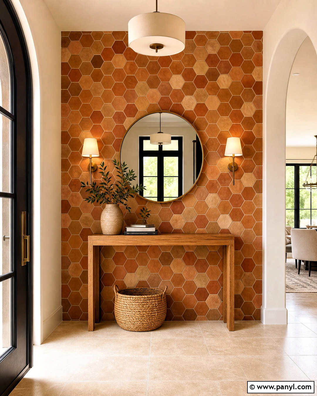 Terracotta Entryway Wall - 20 terracotta wall tiles