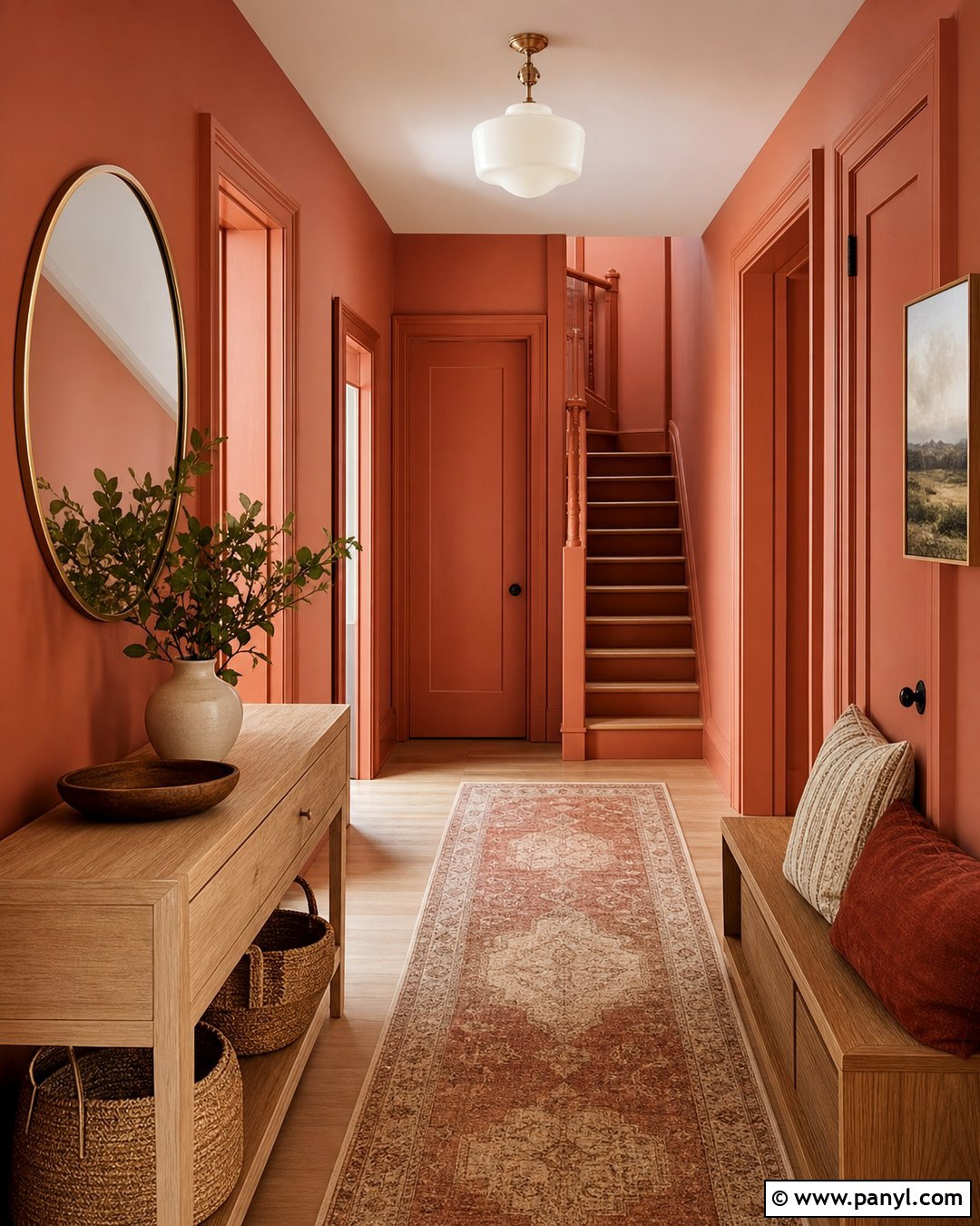 Terracotta Entryway Walls And Trim - 25 Same Color Trim And Walls