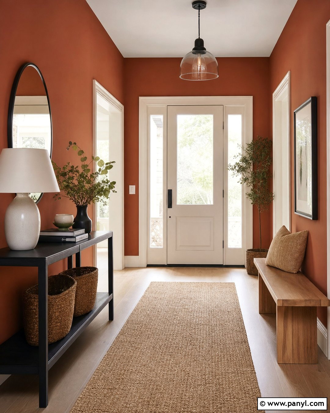 Terracotta Entryway Walls With Black Accents - 40 Terracotta Wall Color Ideas