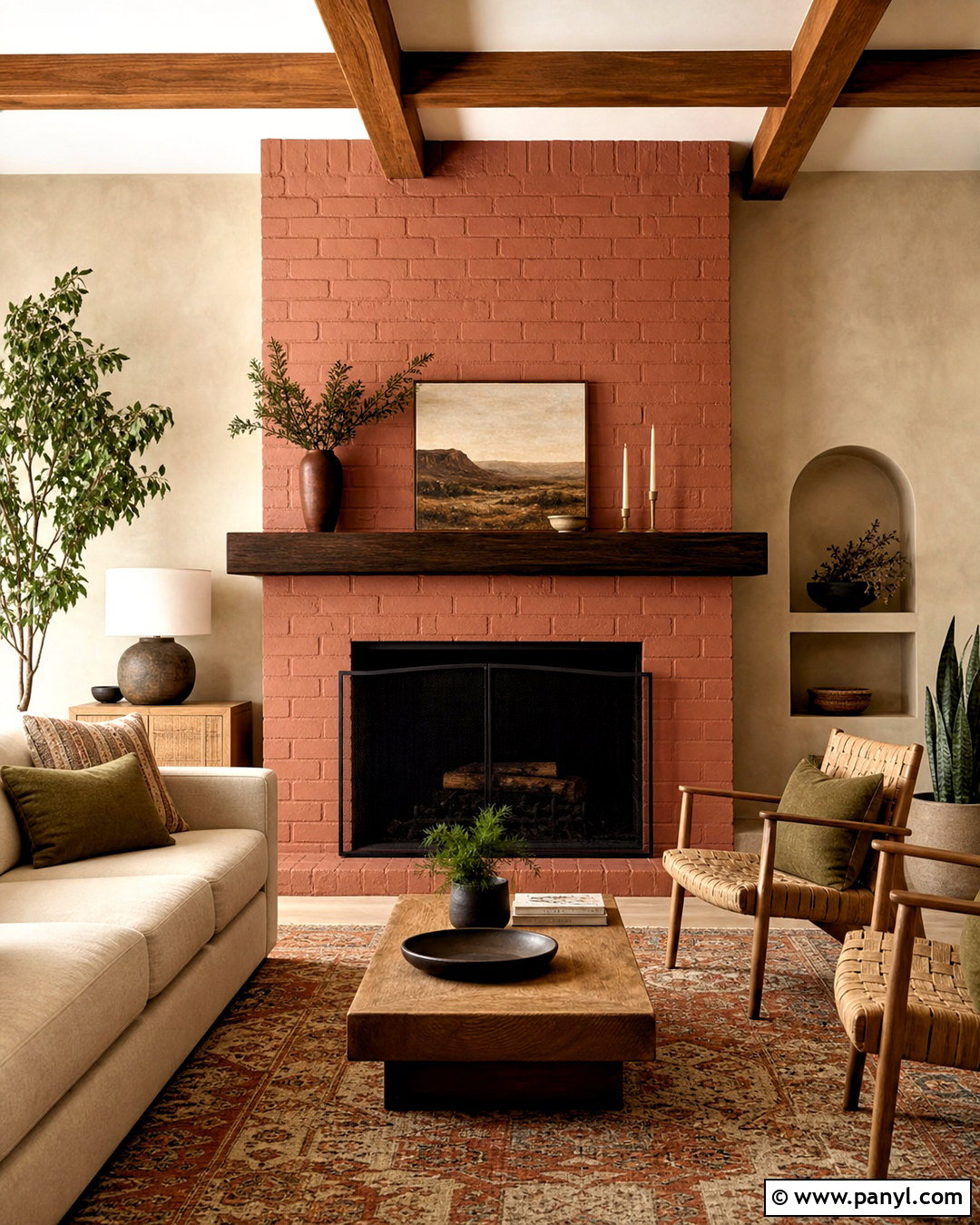 Terracotta Fireplace - 20 fireplace painting ideas