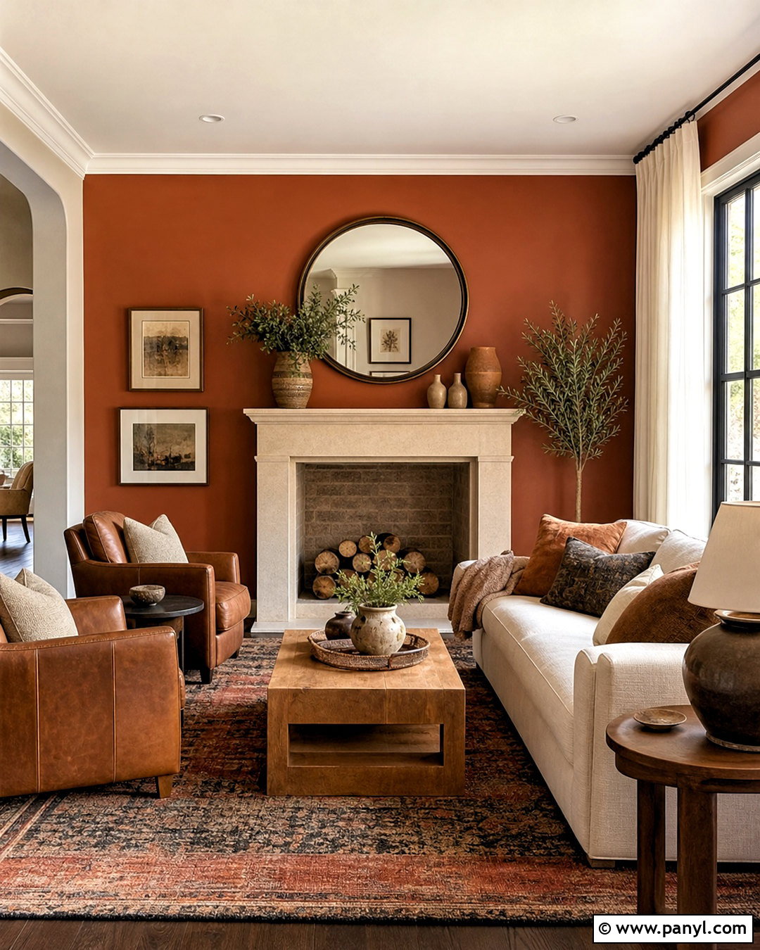 Terracotta Fireplace Feature Wall - 20 painted feature wall ideas