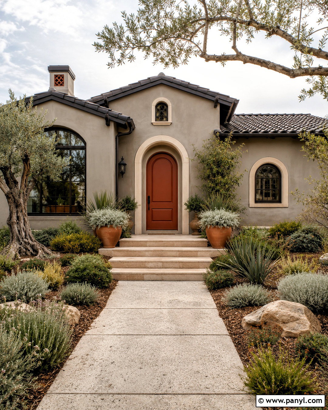 Terracotta Front Door - 20 door colors for gray house ideas