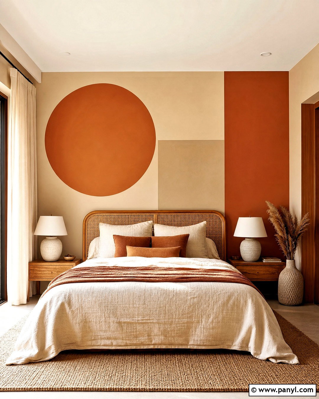 Terracotta Geometric Bedroom Wall - 20 geometric wall paint bedroom ideas