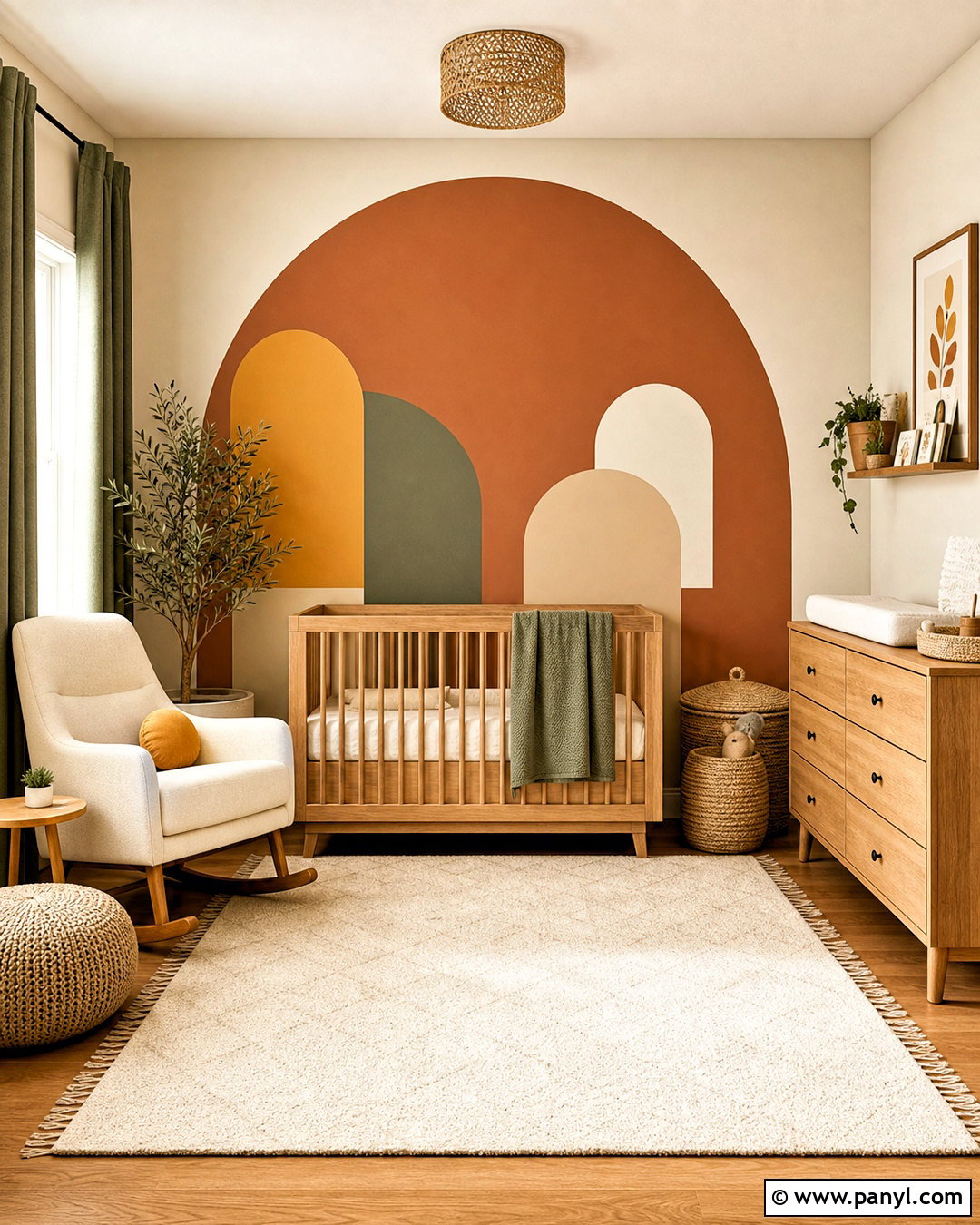 Terracotta Geometric Nursery Wall - 20 geometric wall paint ideas