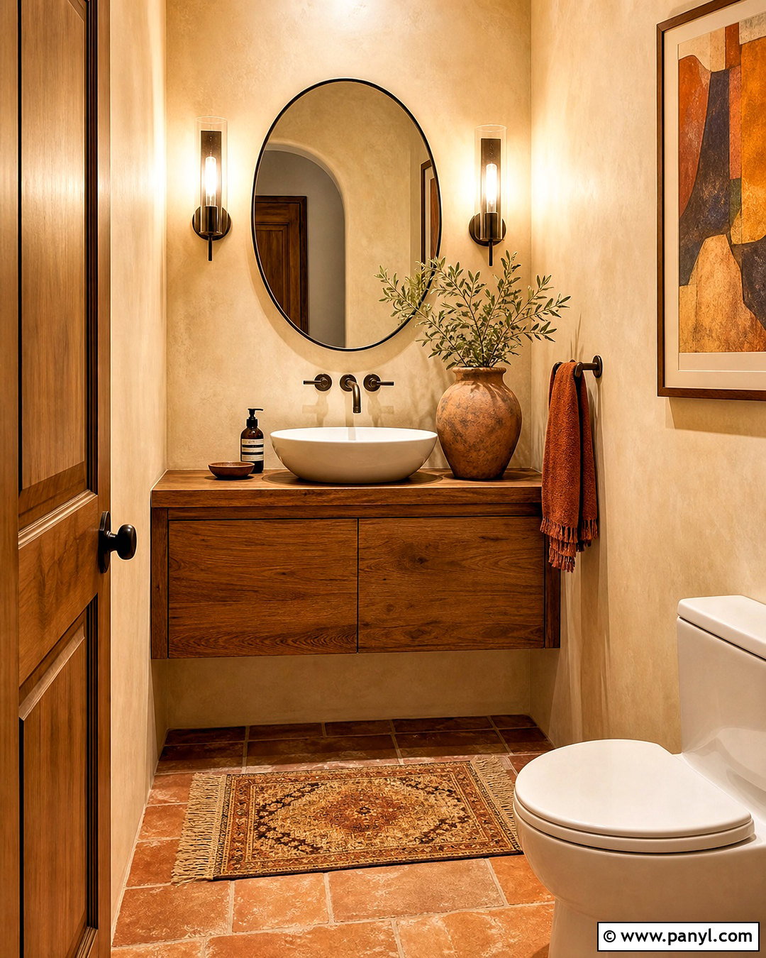 Terracotta Half Bathroom - 20 half bathroom design ideas