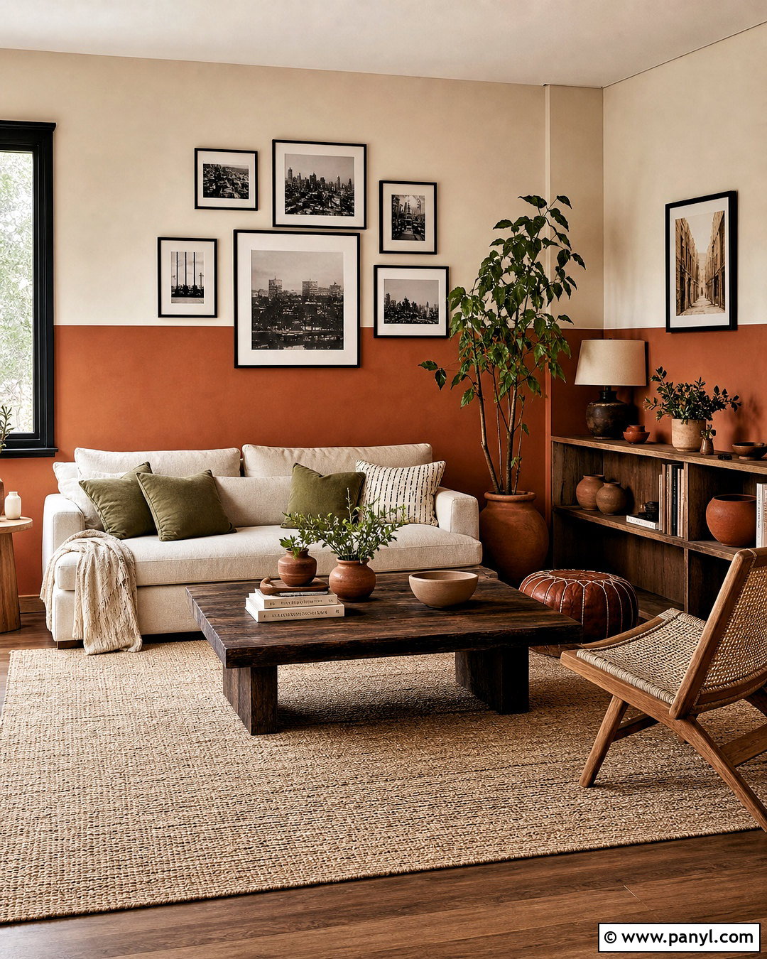 Terracotta Half Painted Living Room Walls - 20 home wall painting ideas living rooms