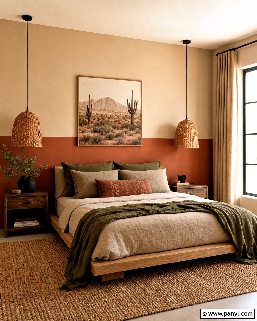 Terracotta Half Painted Wall Bedroom - 20 half painted wall bedroom ideas