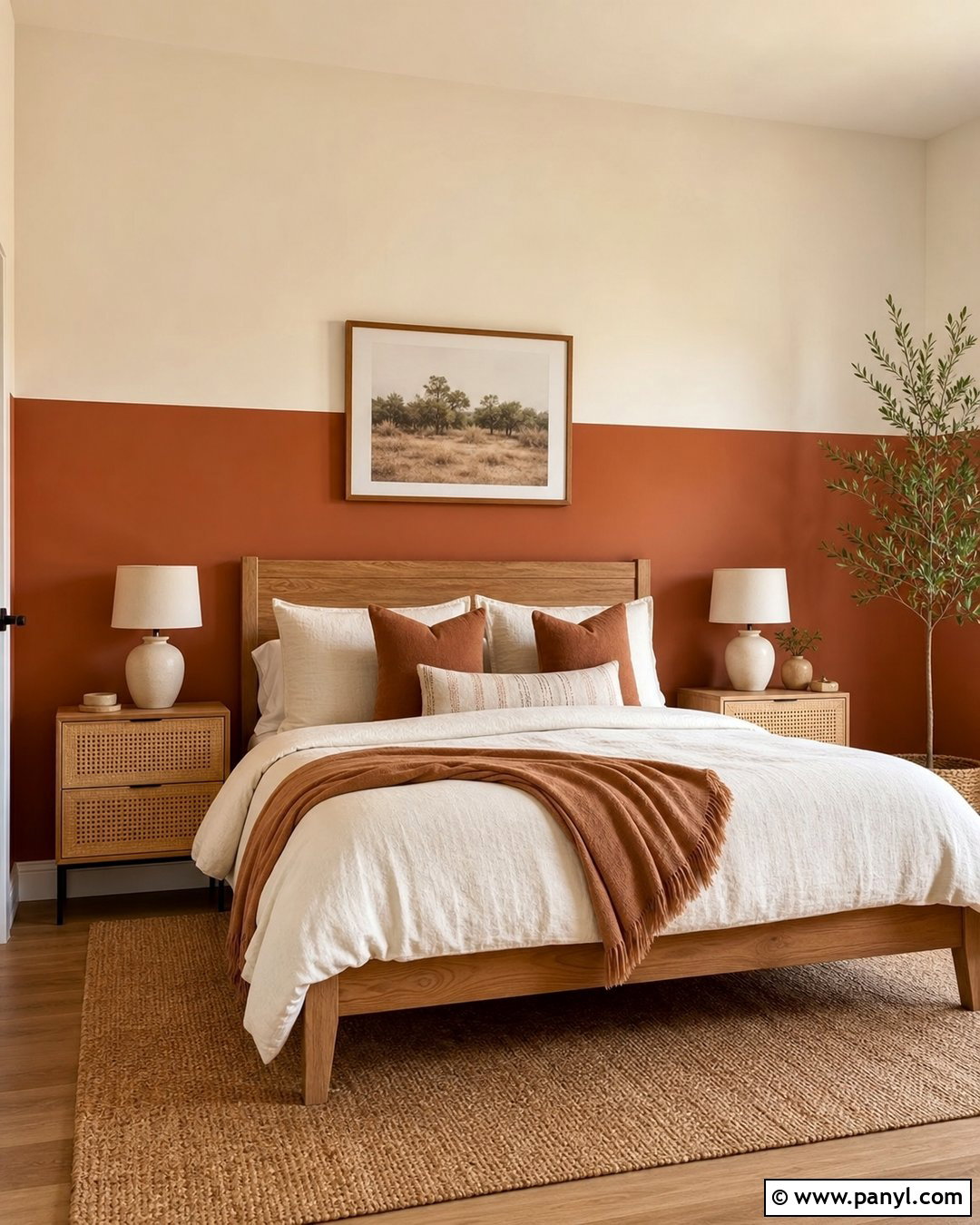 Terracotta Half Wall With Cream - 25 Half Wall Color Ideas