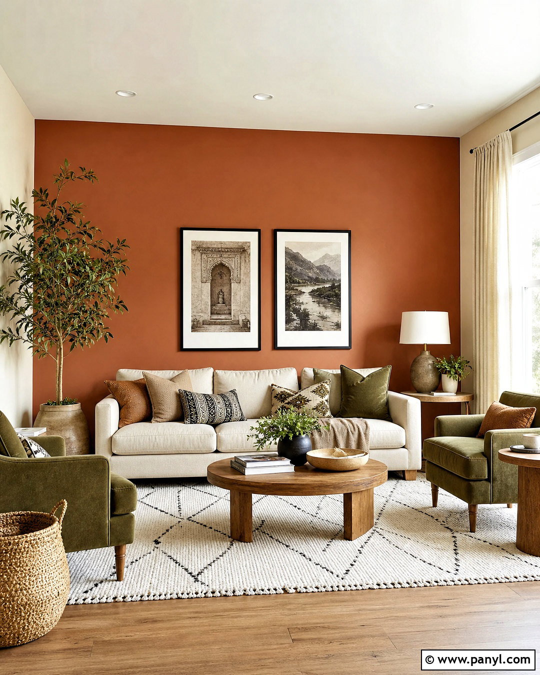 Terracotta Hall Accent Wall - 20 wall paint designs for hall ideas