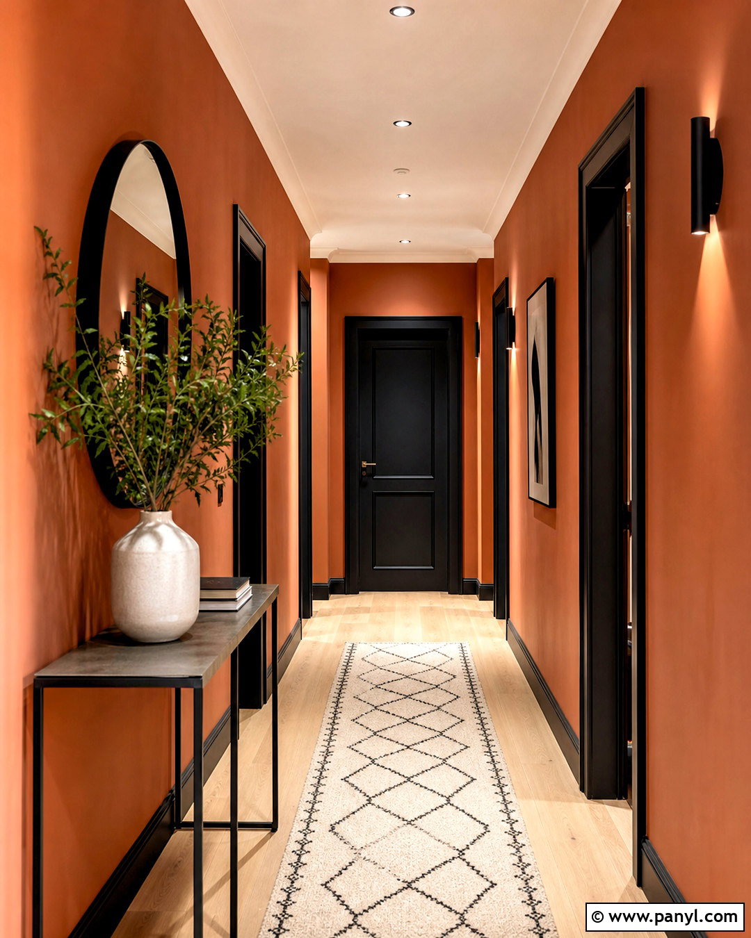 Terracotta Hallway With Black Accents - 20 terracotta hallway ideas
