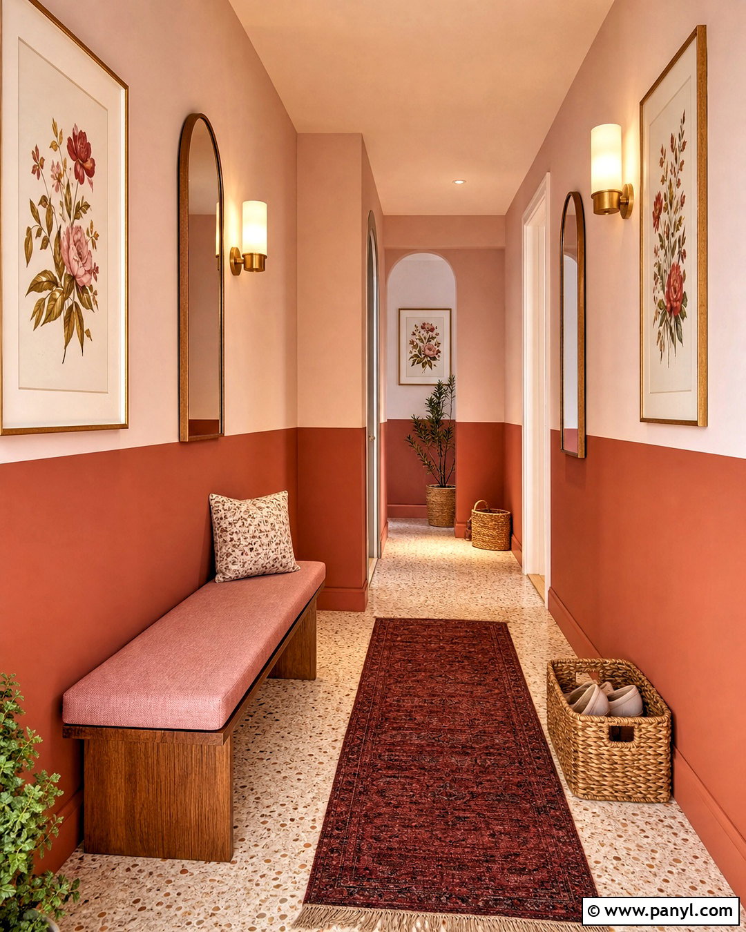 Terracotta Hallway With Blush Pink Details - 20 terracotta hallway ideas