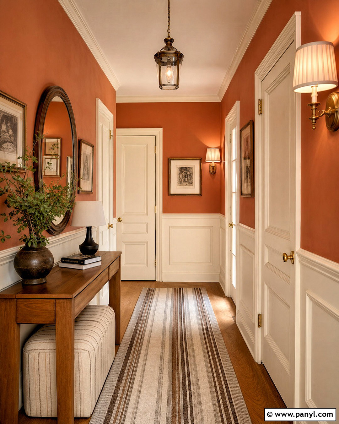 Terracotta Hallway With Cream Paneling - 20 terracotta hallway ideas