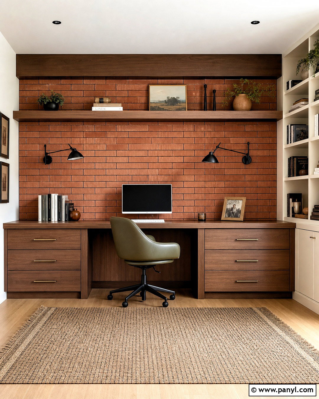 Terracotta Home Office Wall - 20 terracotta wall tiles