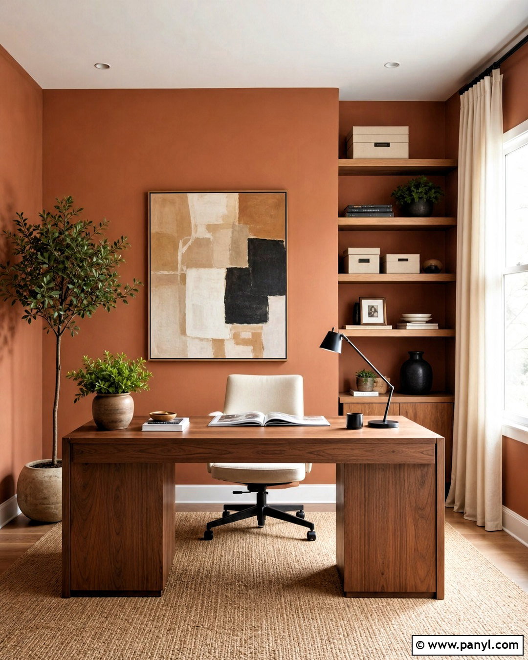 Terracotta Home Office Wall Paint - 20 room wall paint ideas