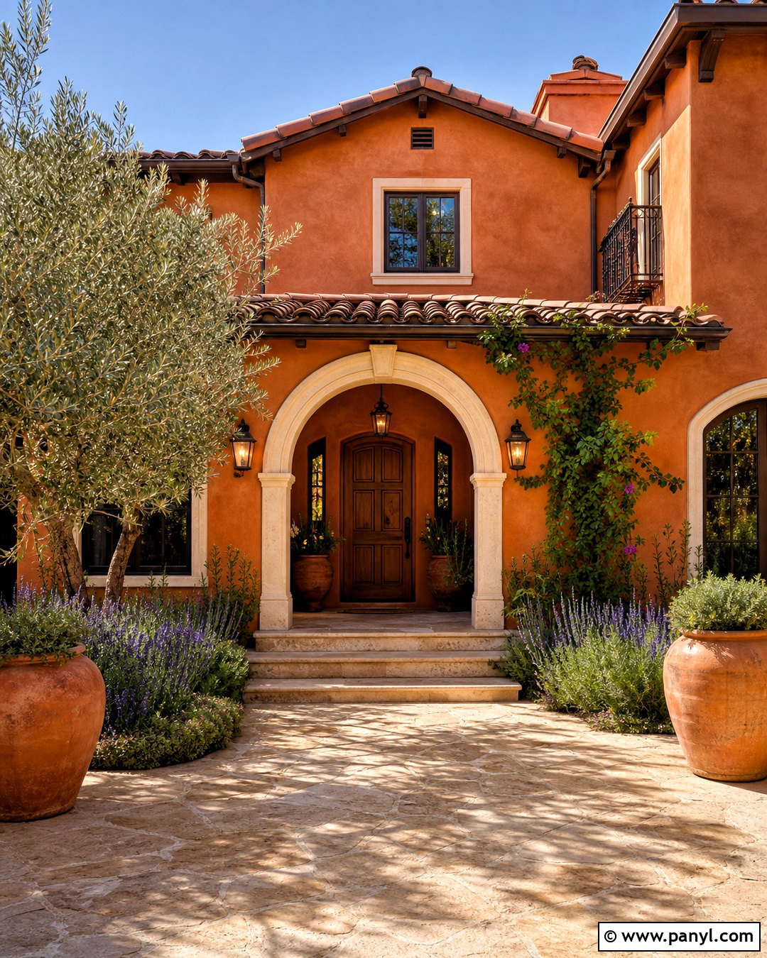Terracotta House Color With Cream Details - 20 house color ideas