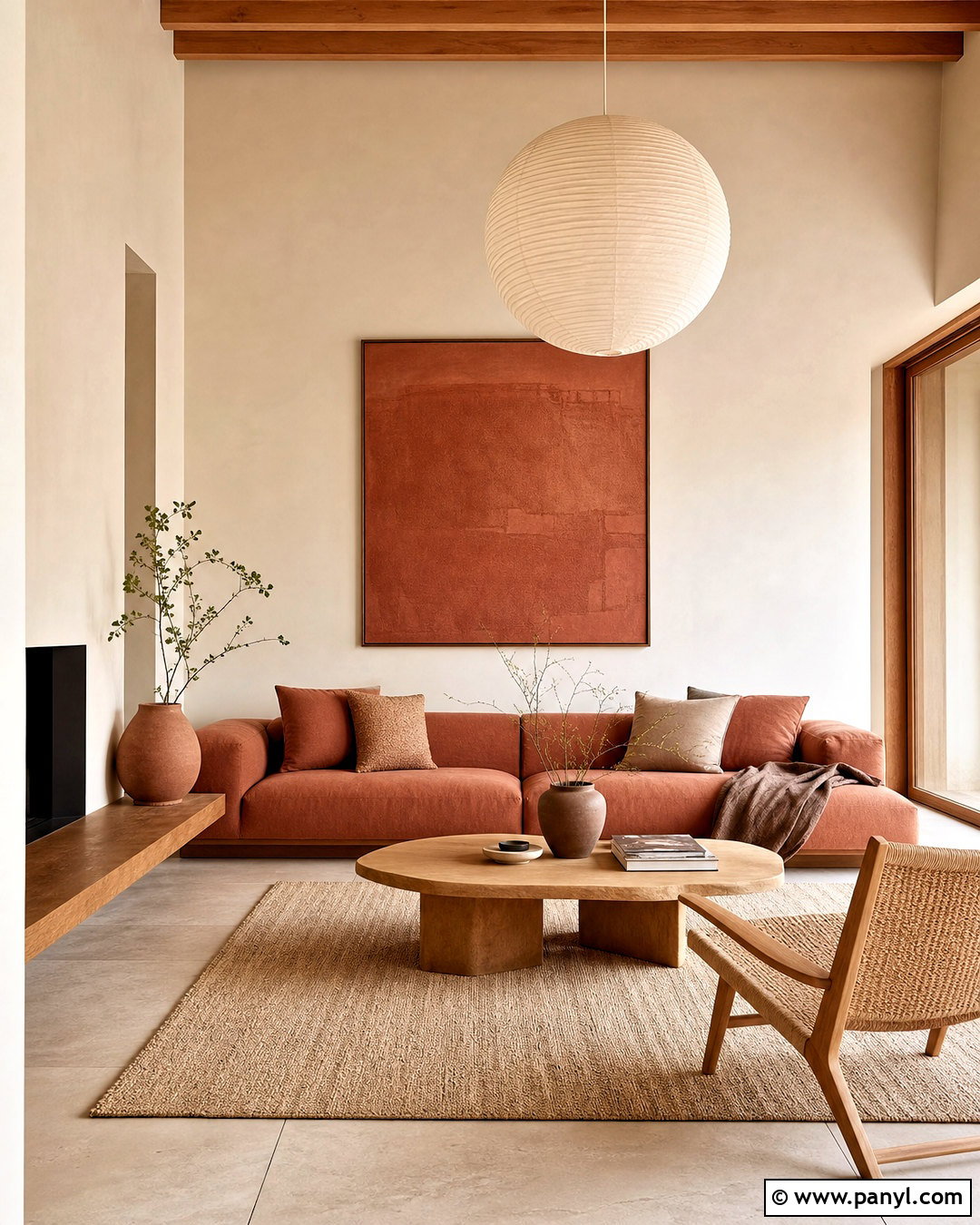 Terracotta Japandi Living Room - 20 terracotta color palette living room ideas