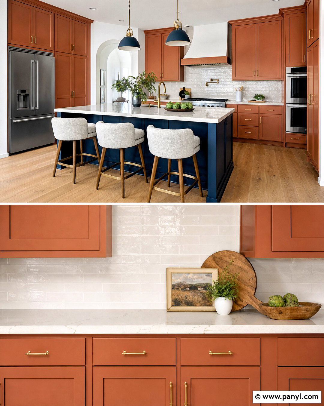 Terracotta Kitchen Cabinets With Navy Blue Island - 20 terracotta kitchen cabinets