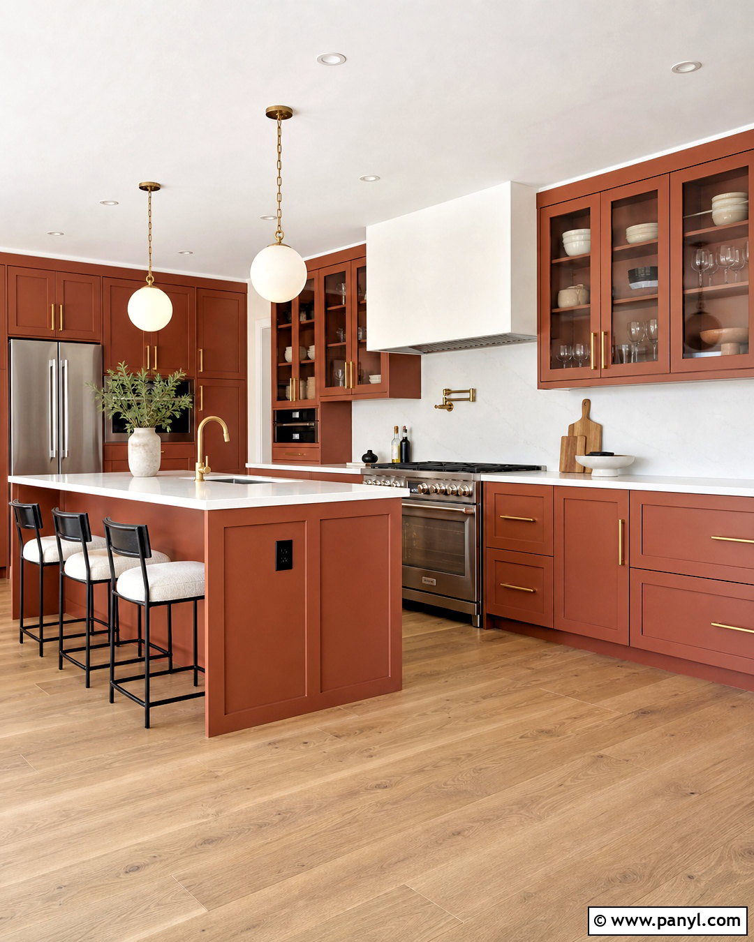 Terracotta Kitchen Cabinets With White Quartz - 20 terracotta kitchen cabinets