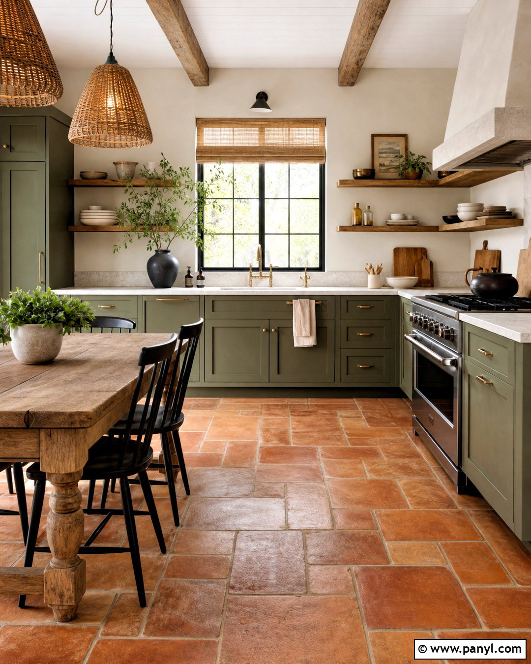 Terracotta Kitchen Floor With Green Cabinets - 20 teracotta ideas interior ideas