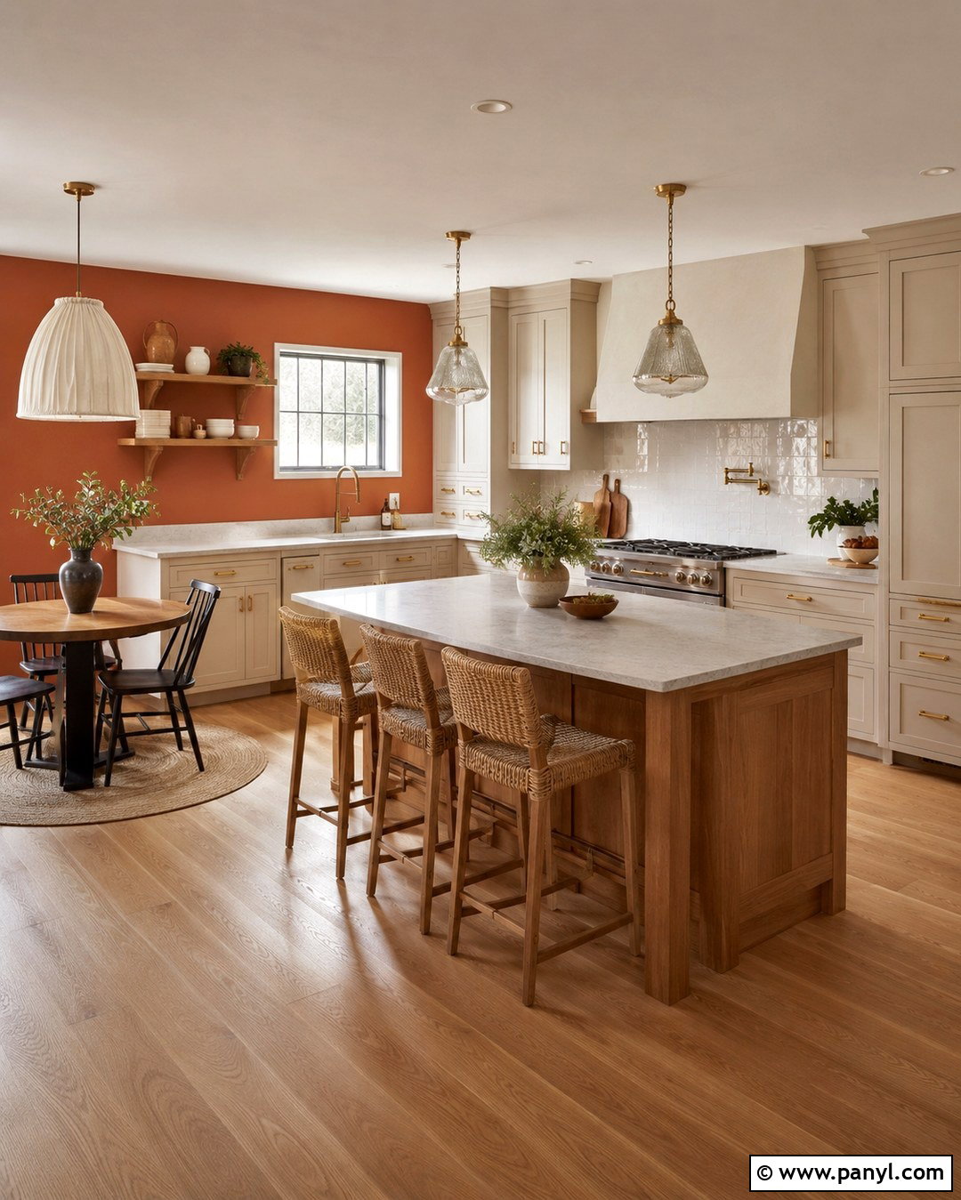 Terracotta Kitchen Wall With Cream Cabinets - 20 terracotta interior wall ideas