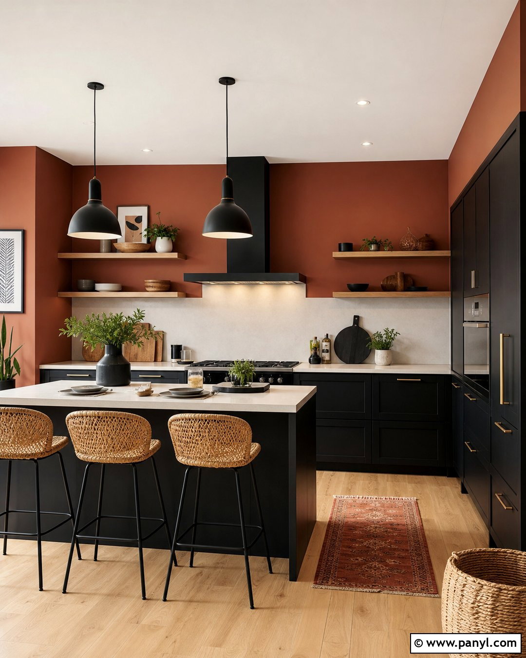 Terracotta Kitchen Walls With Black Cabinets - 40 terracotta kitchen walls