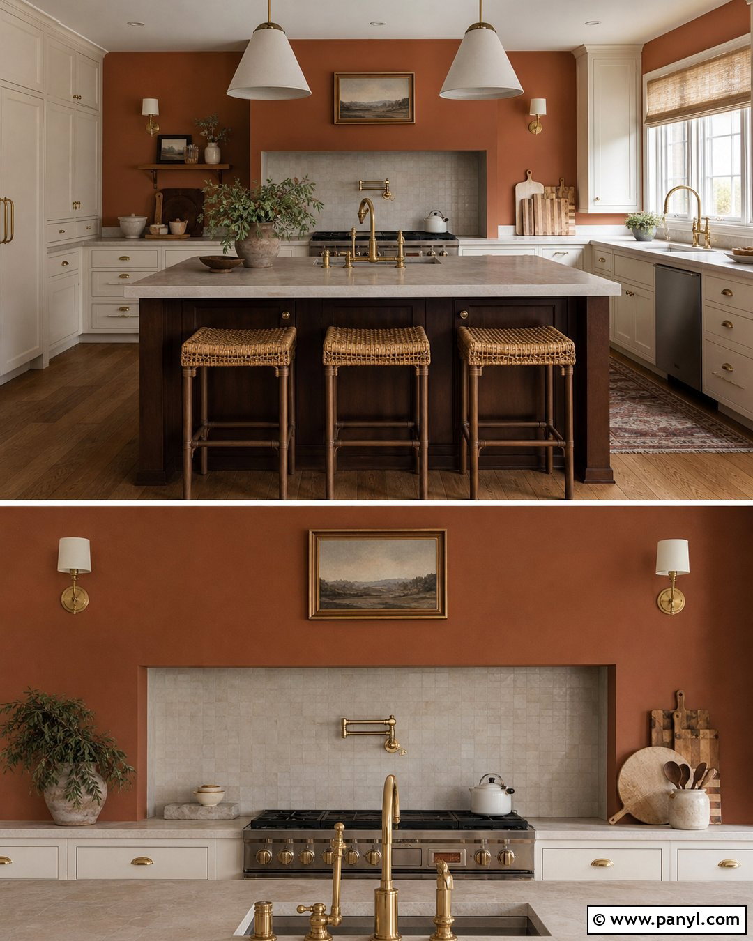 Terracotta Kitchen Walls With Brass Hardware - 40 terracotta kitchen walls