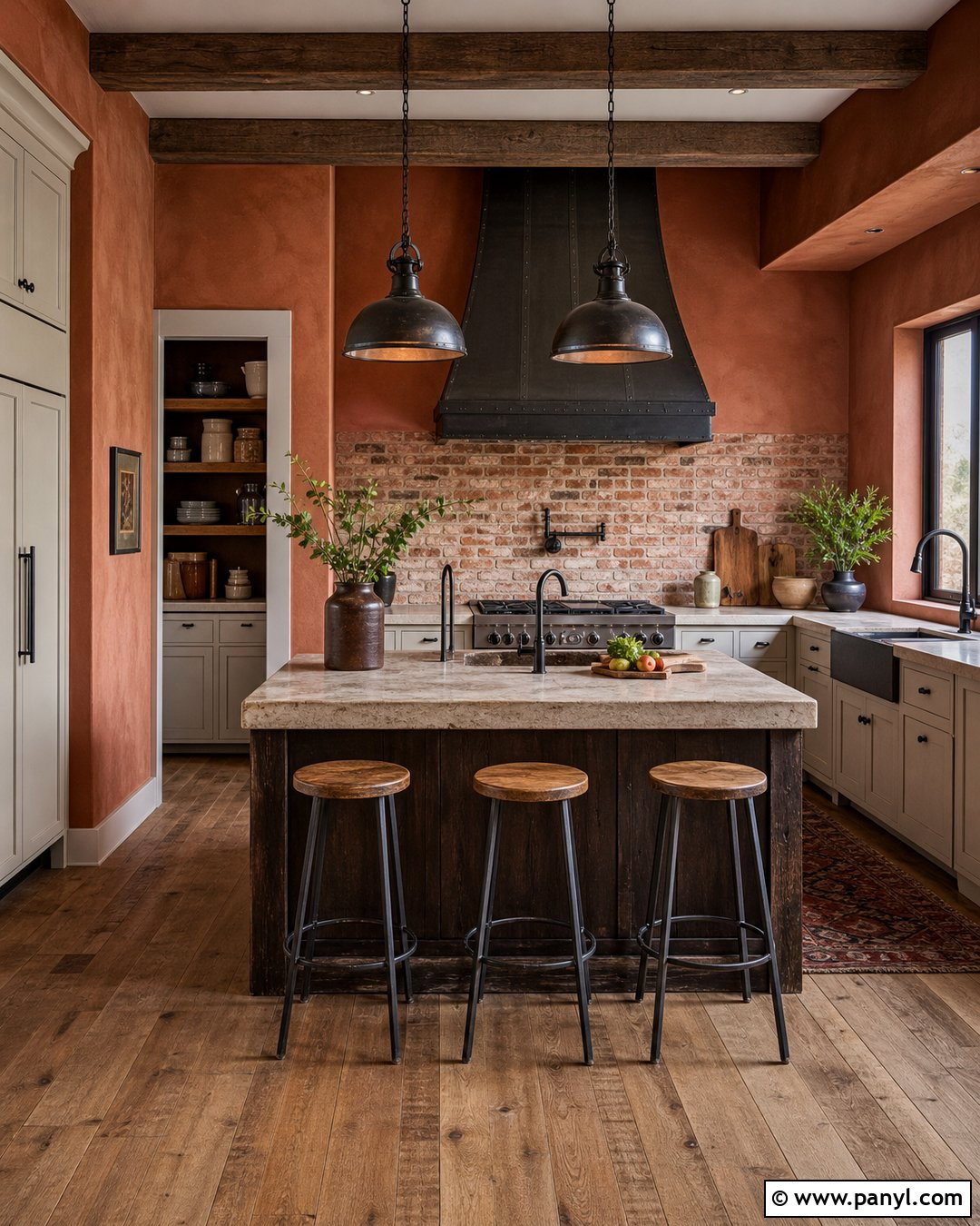 Terracotta Kitchen Walls With Brick Backsplash - 40 terracotta kitchen walls