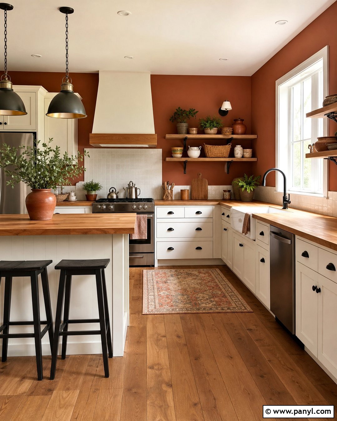 Terracotta Kitchen Walls With Butcher Block Counters - 40 terracotta kitchen walls