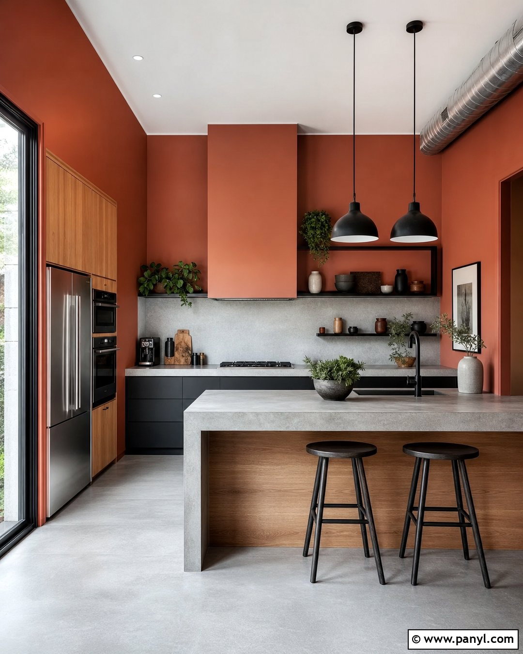 Terracotta Kitchen Walls With Concrete Counters - 40 terracotta kitchen walls