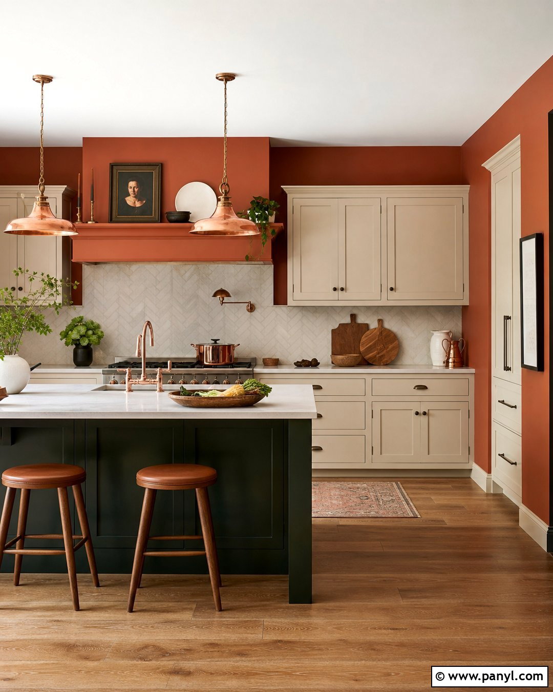 Terracotta Kitchen Walls With Copper Accents - 40 terracotta kitchen walls